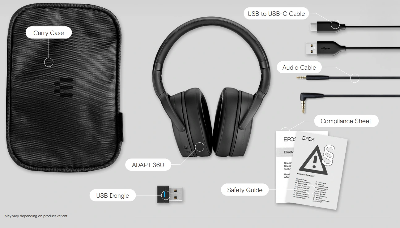 Trong hộp tai nghe EPOS ADAPT 360