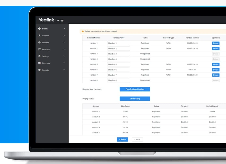 Yealink W79P có cơ chế để thực hiện triển khai, bảo trì và nâng cấp từ xa