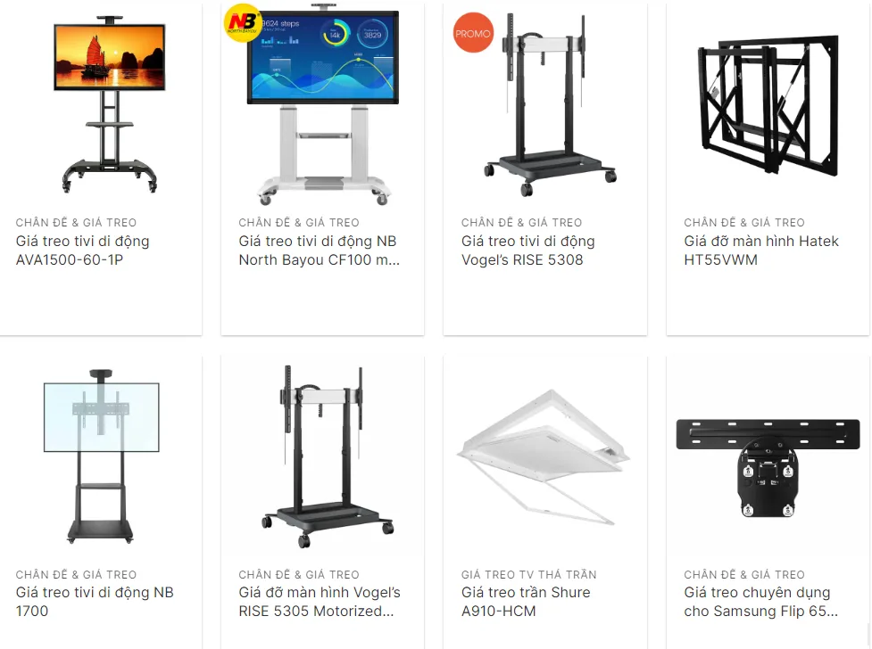 chân đế và giá treo tại cửa hàng công ty cung ứng ngọc thiên