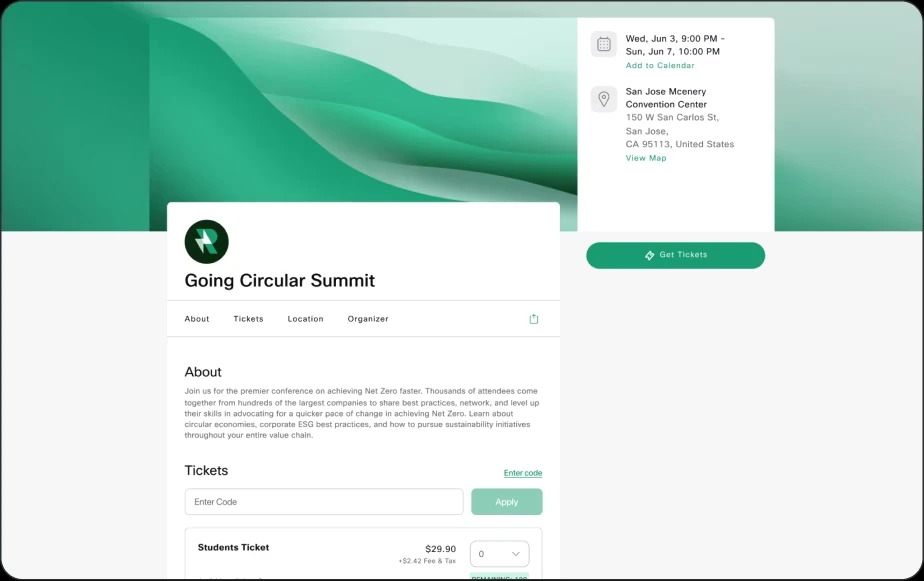 Đăng ký & Bán vé với webex event