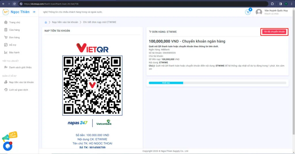 Hướng dẫn nạp tiền vào tài khoản mua zoom tự động 3
