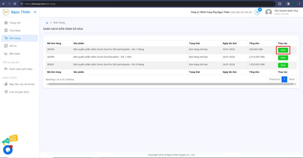 Hướng dẫn tạo phiếu hỗ trợ cho đơn hàng 1