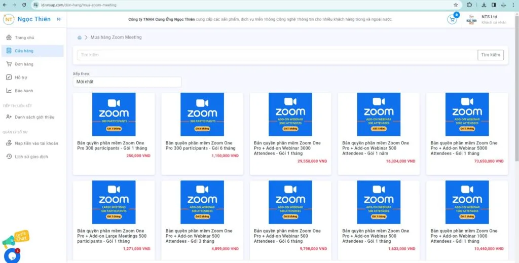 chon goi zoom phu hop