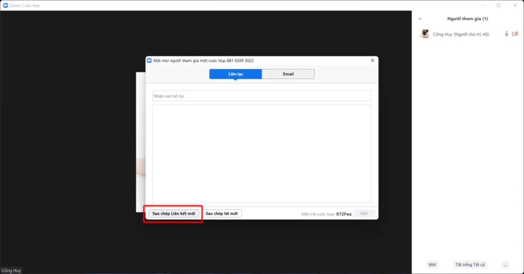 Cách gửi link zoom trên máy tính trong cuộc họp 3