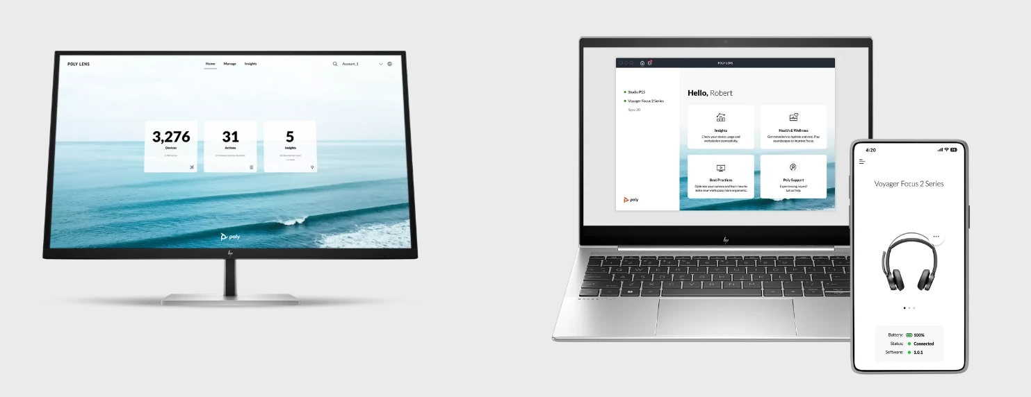 Quản lí Polystudio R30 dễ dàng qua Poly Lens hoặc Poly Lens App