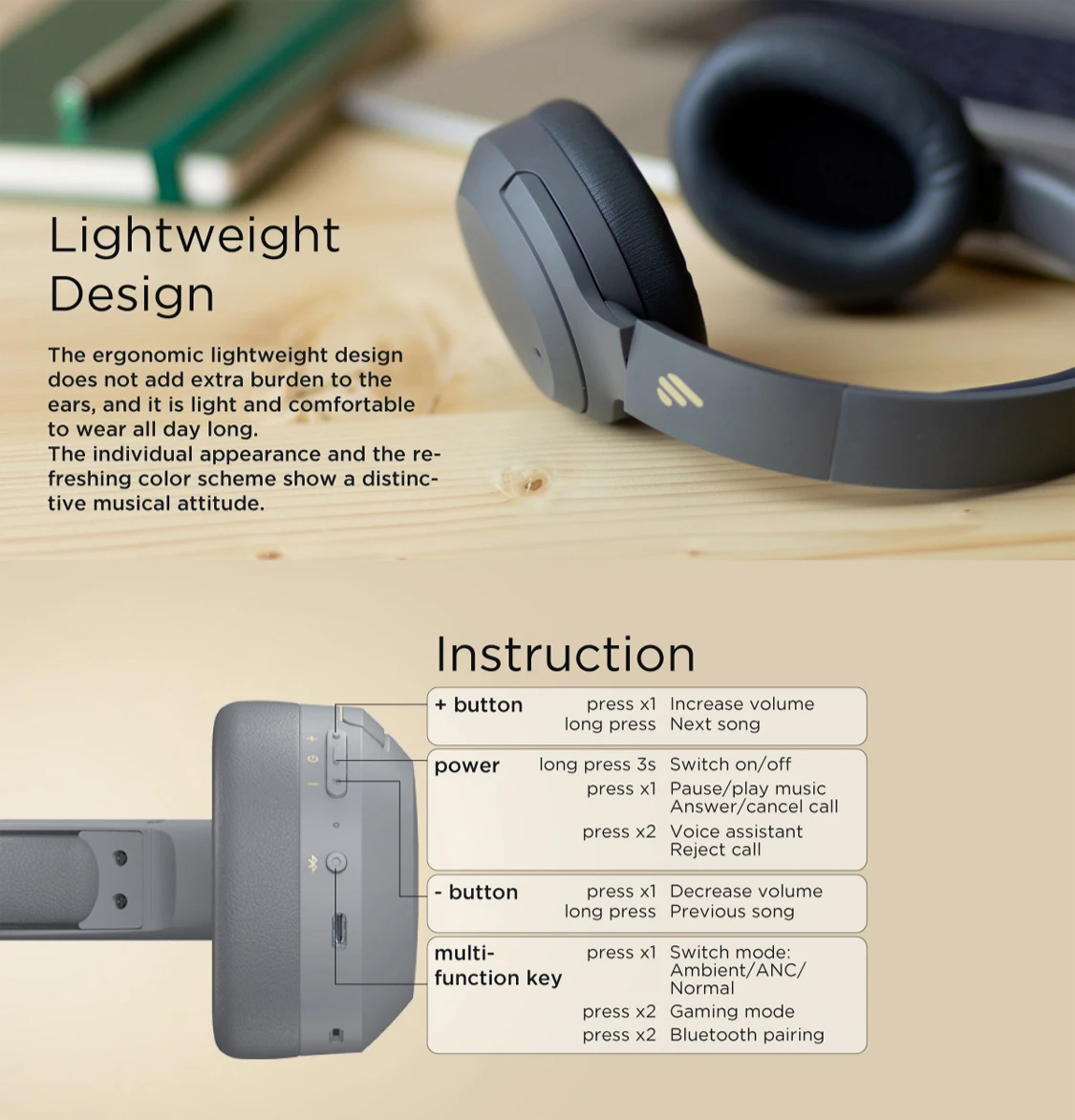 Edifier W820nb Có Thiết Kế Nhẹ Và Dễ Sử Dụng