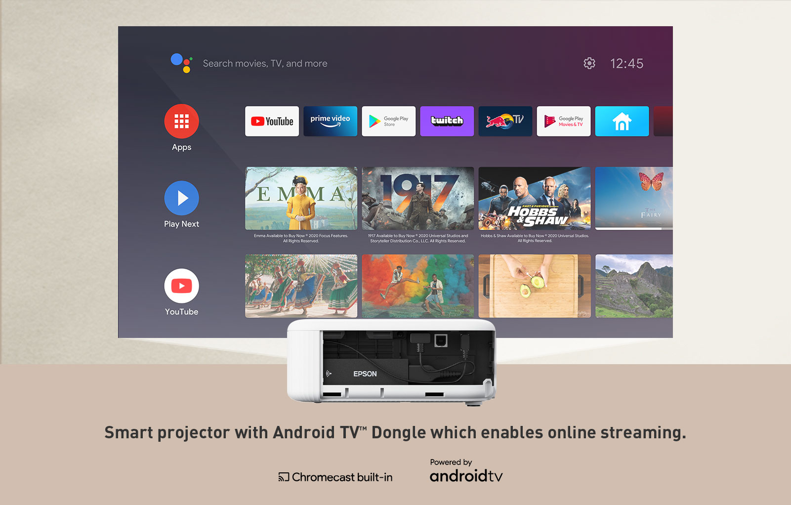 Epson Eb-fh02 Có Android Tv Dongle Cho Phép Streaming Online