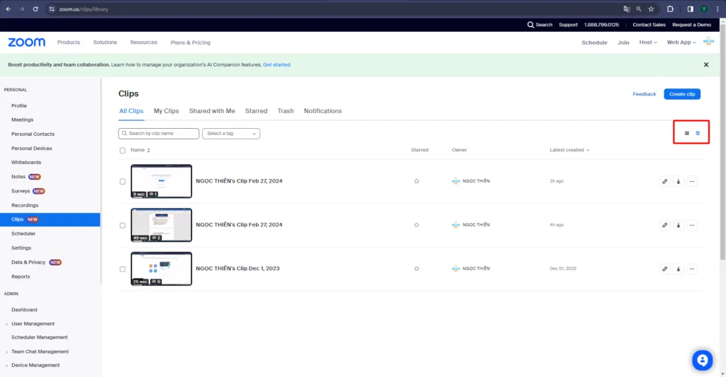 Hướng dẫn cách truy cập danh sách Clip của bạn từ cổng web 1