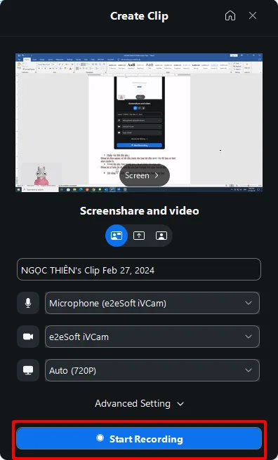 Hướng dẫn điều chỉnh Clip trước khi bắt đầu phần ghi từ ứng dụng khách máy tính để bàn 1