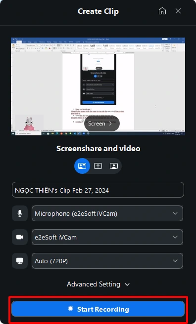 Hướng dẫn điều chỉnh Clip trước khi bắt đầu phần ghi từ ứng dụng khách máy tính để bàn 1