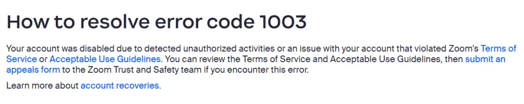 Hướng dẫn khắc phục Zoom lỗi 1003 từ Zoom