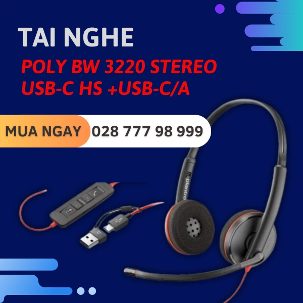 Tai Nghe Có Dây Poly Bw 3220 Stereo Usb-c Hs +usb-ca
