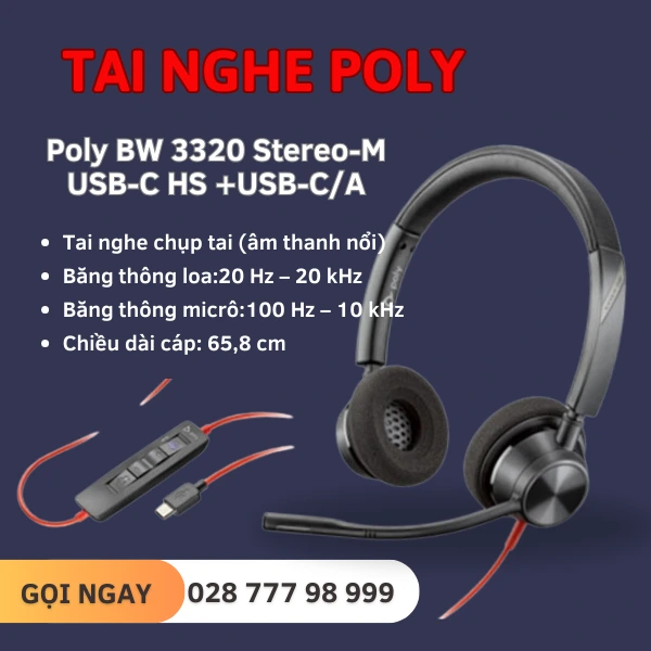 Tai Nghe Có Dây Poly Bw 3320 Stereo-m Usb-c Hs +usb-ca