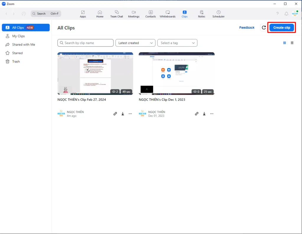 Tạo Clip từ ứng dụng khách máy tính để bàn Zoom 1