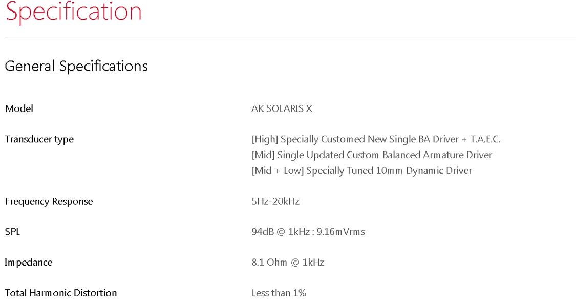 Thông Số Kĩ Thuật Astell&kern Ak Solaris X