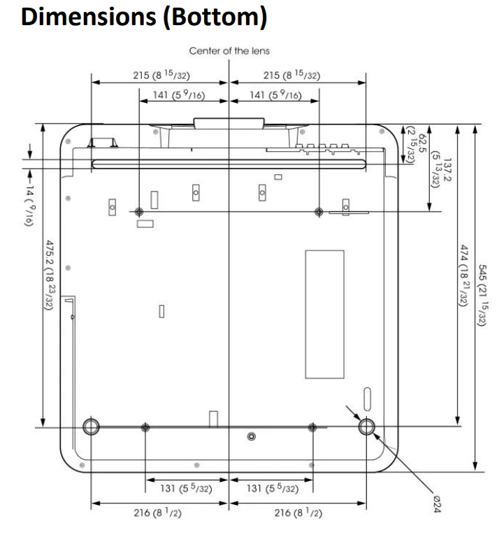 Thông Số Kĩ Thuật Của Sony 7000 Lumens Wuxga 3lcd Laser Projector Vpl-fhz700l Mặt Dưới