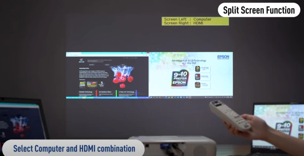 Tính Năng Chia đôi Màn Hình Máy Chiếu Epson Eb-e01