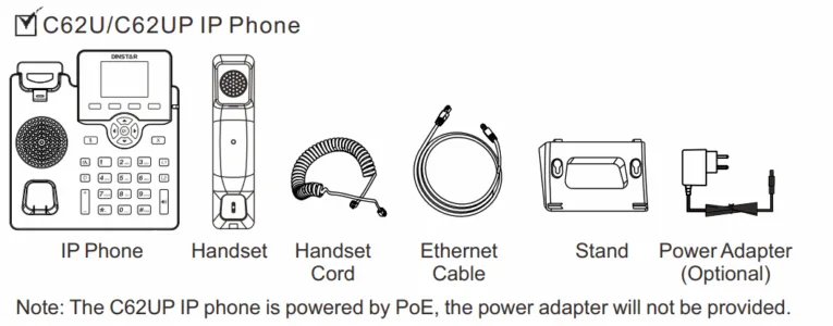 Trong Hộp điện Thoại Dinstar C62u Có Gì