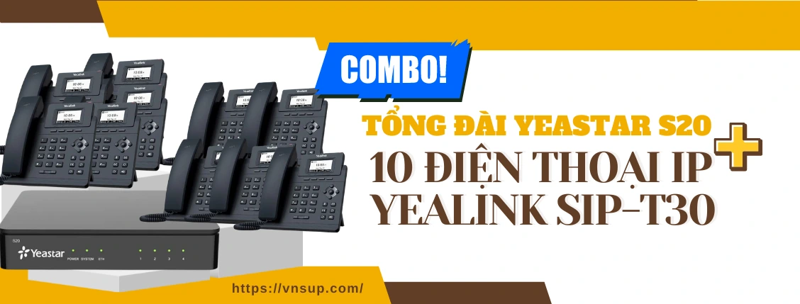 Combo Tổng đài Yeastar S20 + 10 điện Thoại Ip Yealink Sip-t30