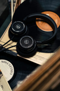 Grado Labs Sr125x Headphones With Vinyl Records