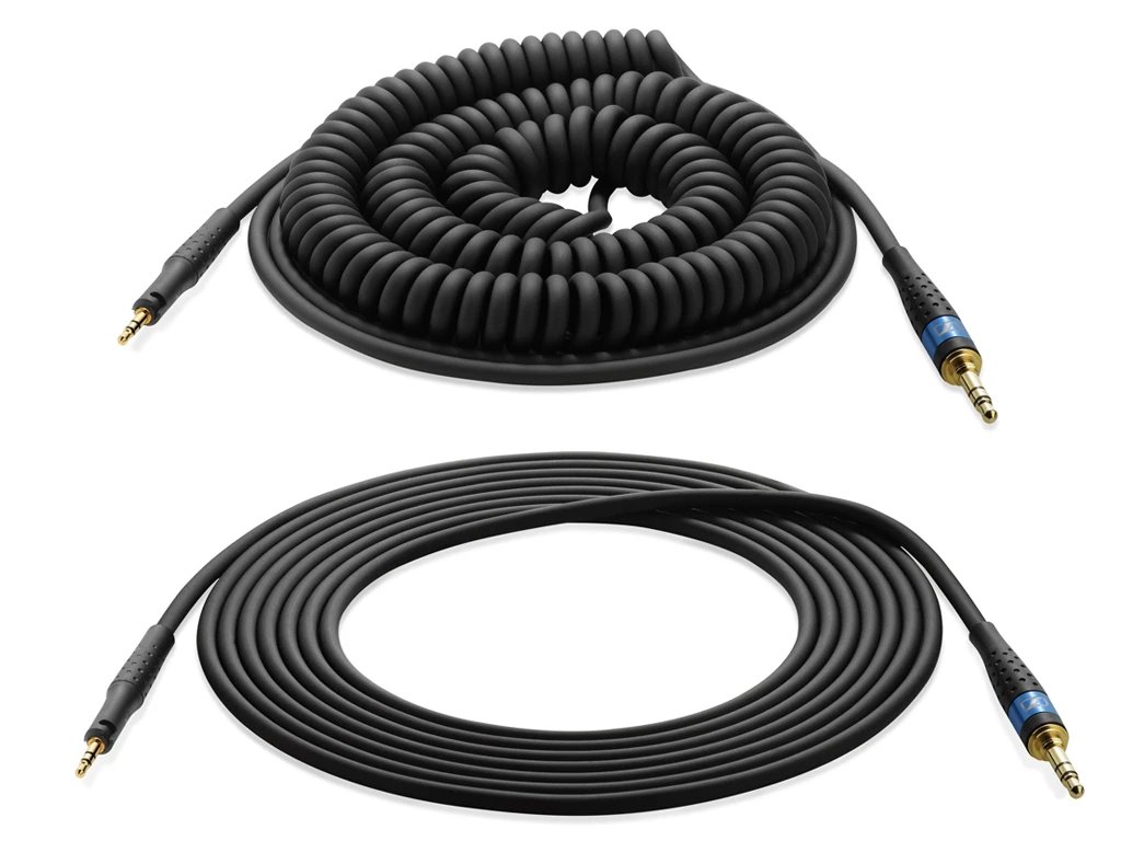 2 Sợi Cáp Chất Liệu Kevlar-ofc. 1 Sợi Cuộn Và 1 Sợi Thằng Bình Thường Dài 3m Cho Tai Nghe Sennheiser Hd7 Dj