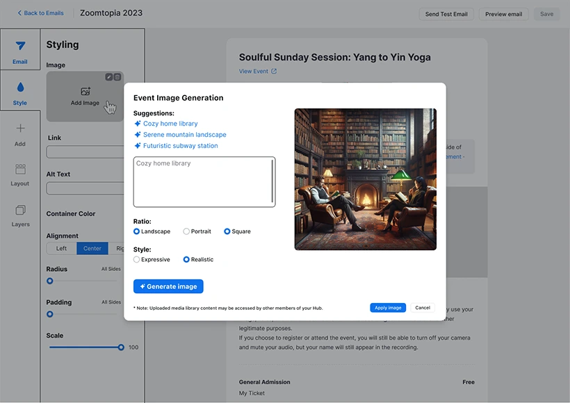 Bạn có thể yêu cầu AI tạo ảnh theo yêu cầu cho bạn để sử dụng trong sự kiện