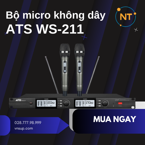 Bộ micro không dây 2 mic cầm tay ATS WS-211