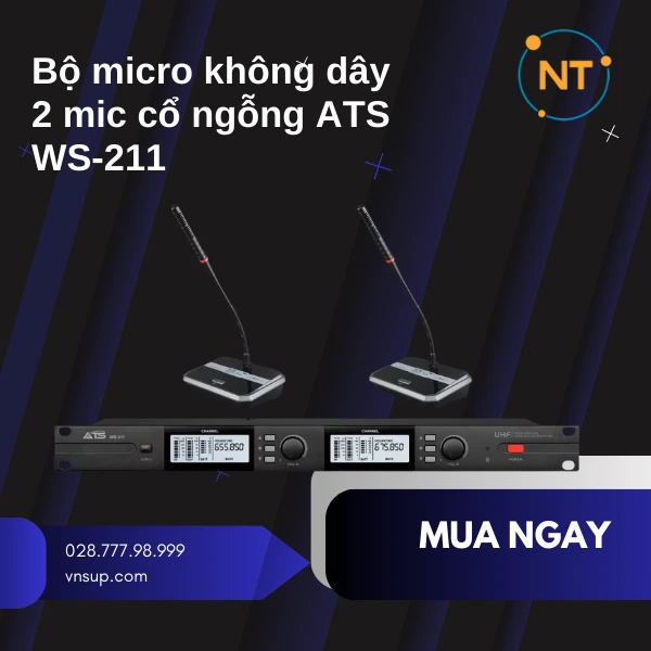 Bộ micro không dây 2 mic cổ ngỗng ATS WS-211
