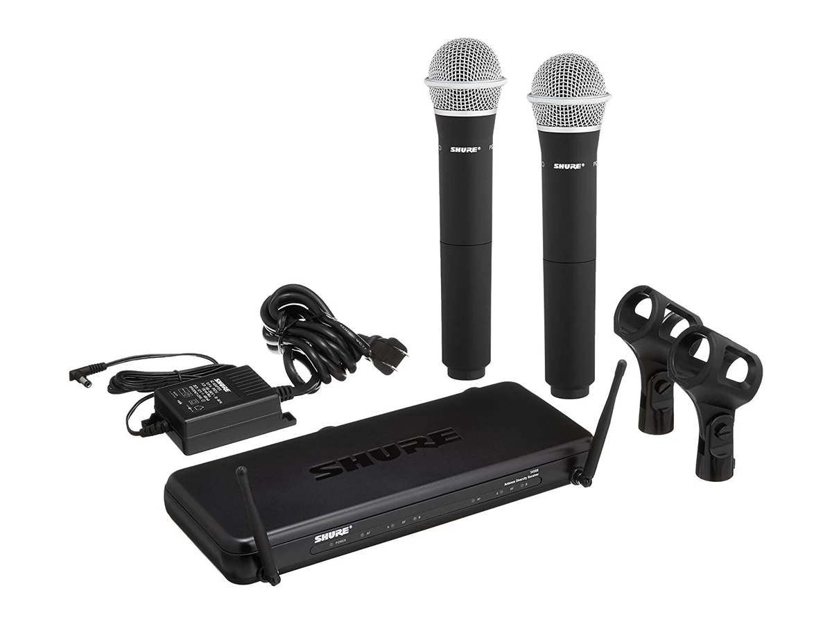 Bộ micro không dây Shure SVX288AZ-PG58 và phụ kiện đi kèm