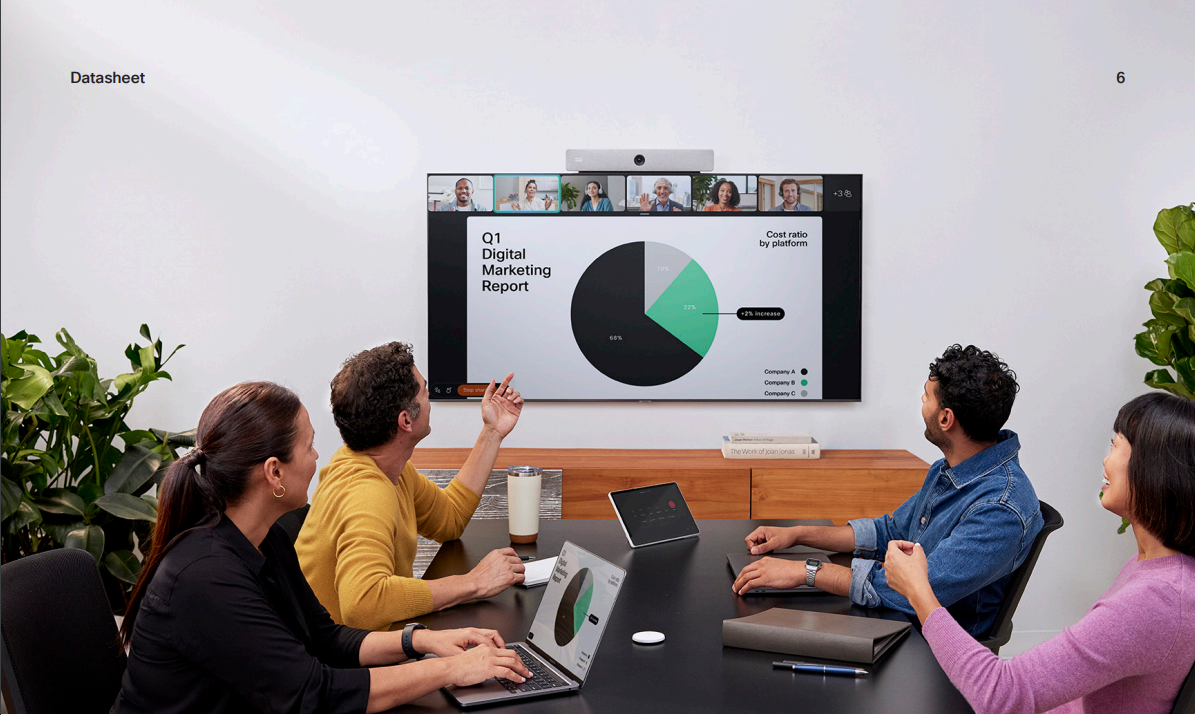 Cisco Room Bar được sử dụng cho hội nghị truyền hình và chia sẻ nội dung không dây trong phòng họp nhỏ
