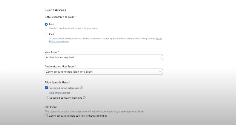 Hoàn thành phần Truy cập sự kiện