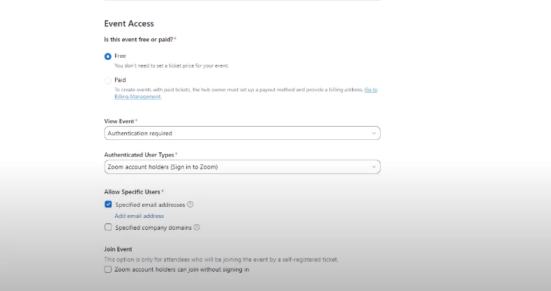Hoàn thành phần Truy cập sự kiện
