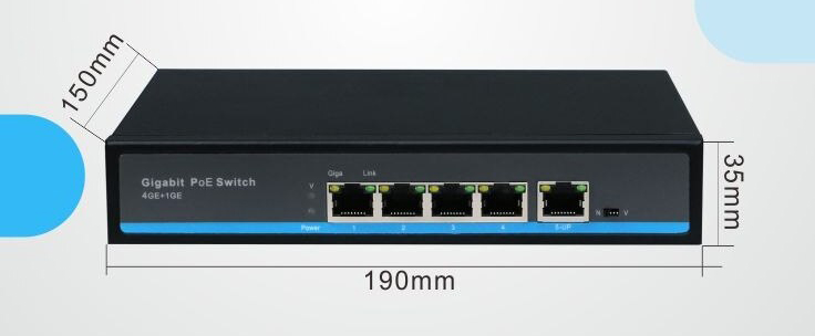 Kích thước Switch mạng PoE Hasivo S600P-4G-1G