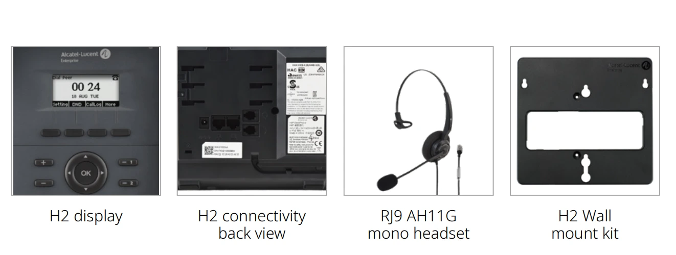 Màn hình, cổng kết nối, giá lắp đặt điện thoại IP Alcatel ALE H2