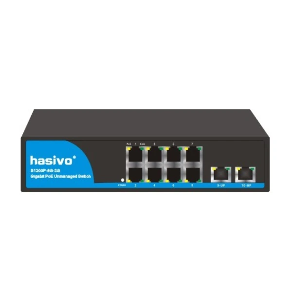 Switch PoE 8 Port Gigabit+2 GE Hasivo S1200P-8G-2G