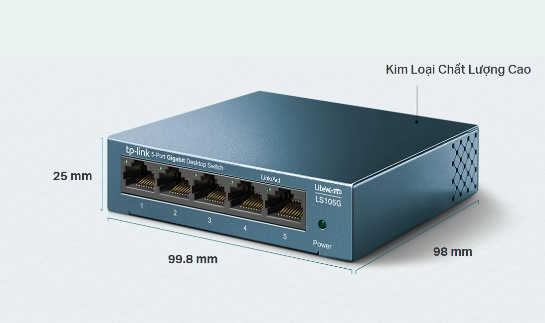 Switch TP-Link LS105G có vỏ kim loại bền