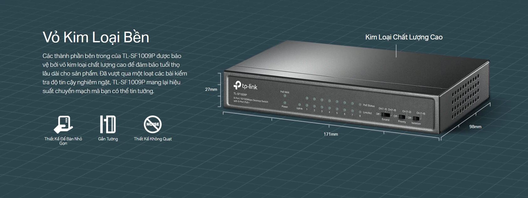 Thiết kế của Switch Tp-Link TL-SF1009P