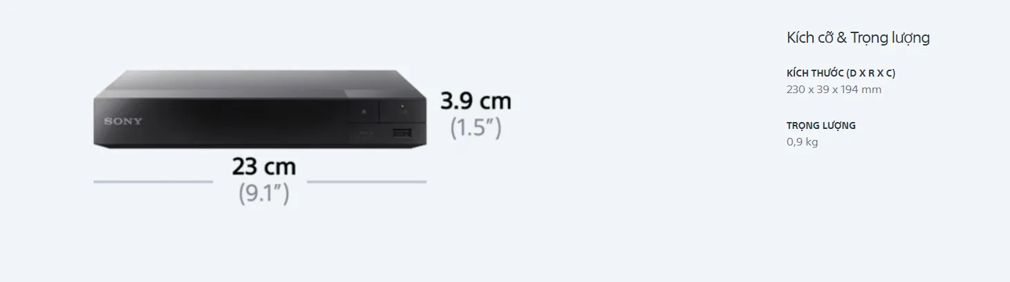 Thông số kĩ thuật SONY BDP-S3500