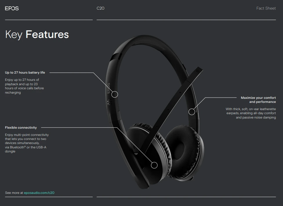 Tính Năng Tai Nghe Không Dây Epos C20