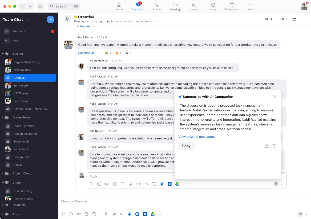 Zoom AI Companion giúp tóm tắt đoạn chat