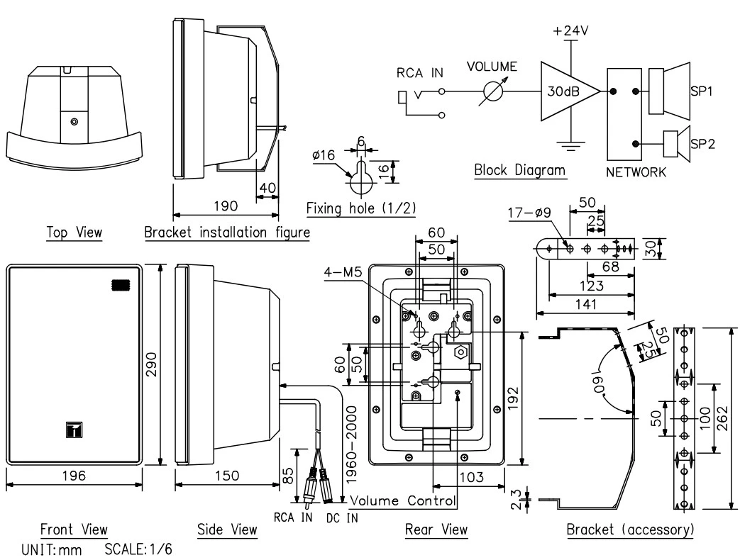 thông số kỹ thuật Loa hộp TOA BS-P1030W-AS