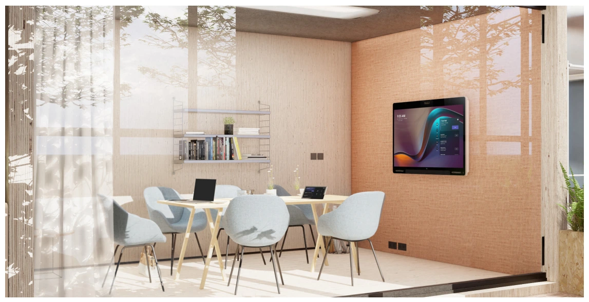 Cisco Webex Board Pro trong phòng họp nhỏ chạy Microsoft Teams Rooms