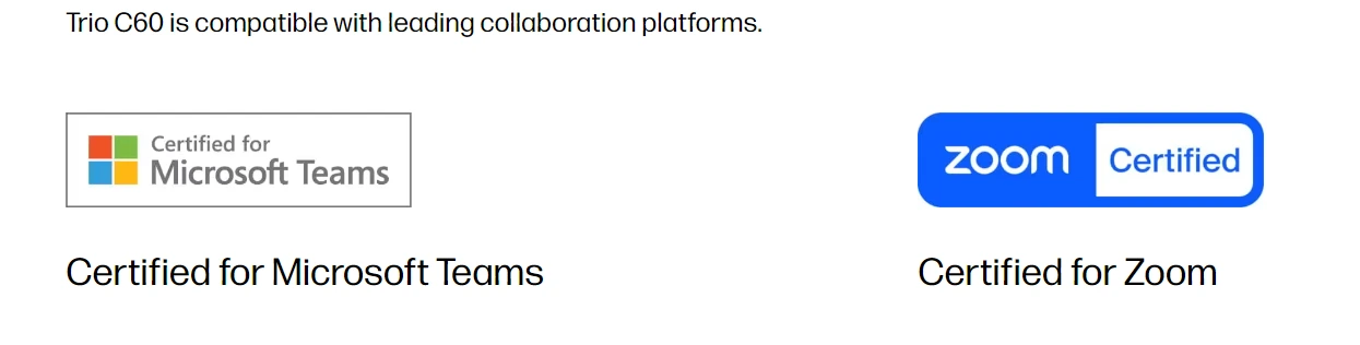 Điện thoại hội nghị Poly Trio C60 (P N 2200-86590-019) tương thích với các nền tảng hàng đầu