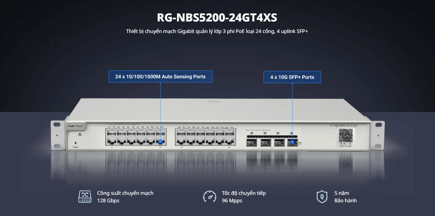 NBS5200-24GT4XS hoạt động với hiệu suất cao