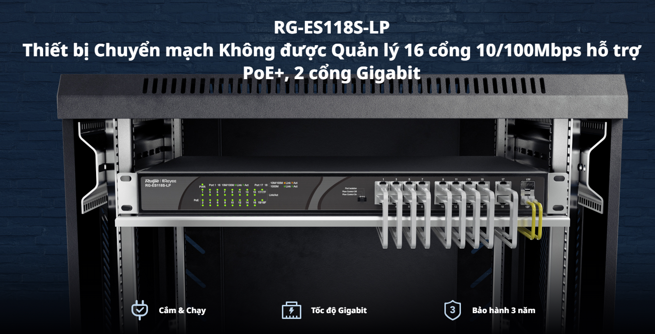Tính năng bộ chuyển mạch Switch RUIJIE RG-ES118S-LP