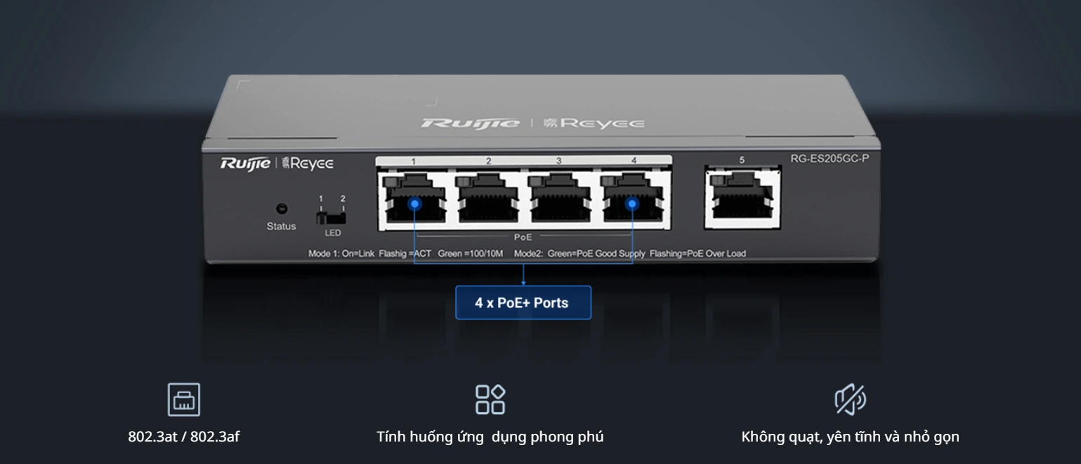 Tính năng thiết bị chuyển mạch Switch RUIJIE RG-ES205GC-P