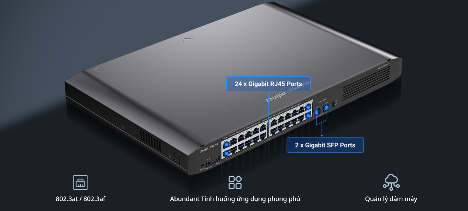 Switch RUIJIE RG-ES226GC-P - Thiết bị chuyển mạch 2025 Tính năng thiết bị chuyển mạch Switch RUIJIE RG-ES226GC-P