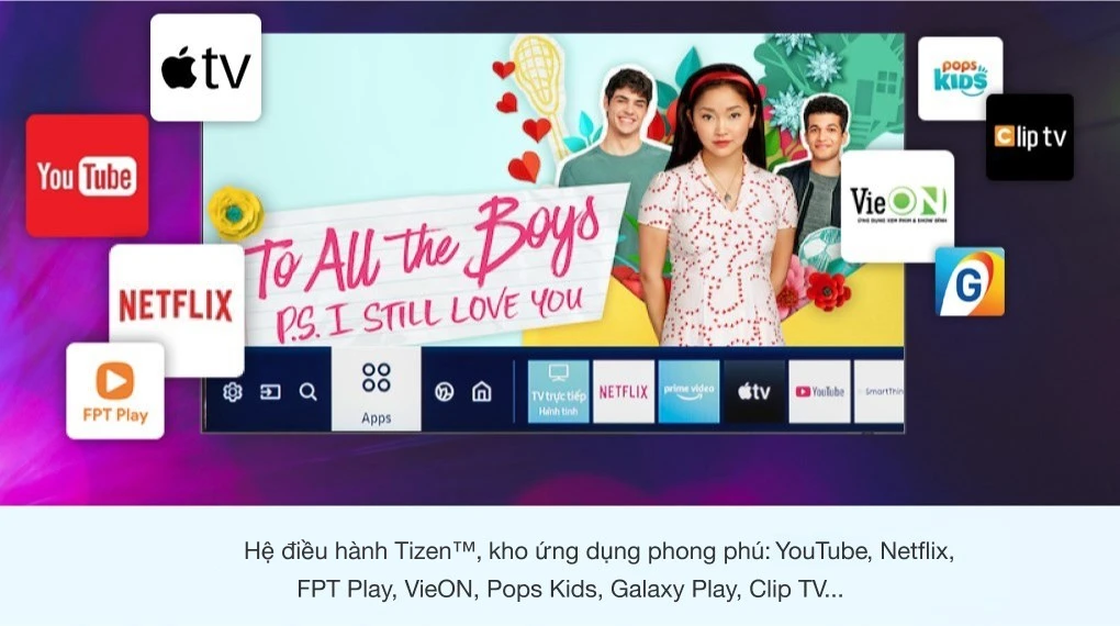 Tivi Samsung 4K Crystal UHD 65 inch UA65AU8100 dùng hệ điều hành Tizen