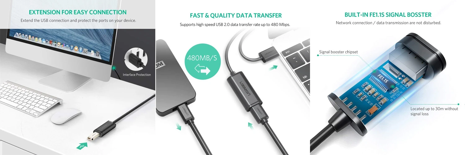 đặc điểm cáp usb nối dài 10m ugreen 10319