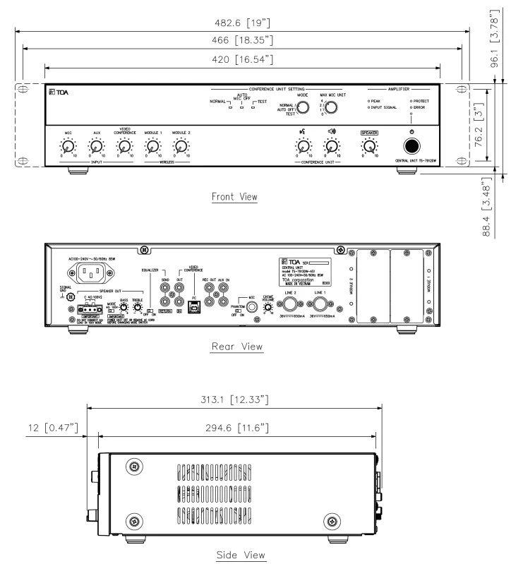 thông số kỹ thuật bộ trung tâm liền công suất 120w toa ts-7912dw-as